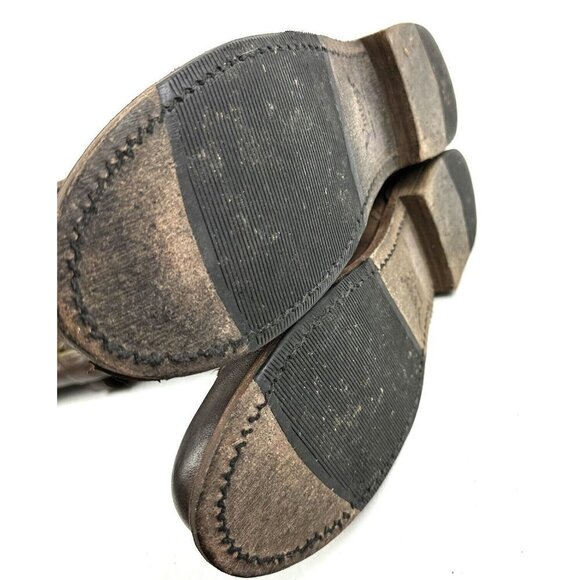 Vintage Shoe Company Boots 8 Bastrop Brown Leather Tall Harness Womens Made USA - Picture 9 of 14